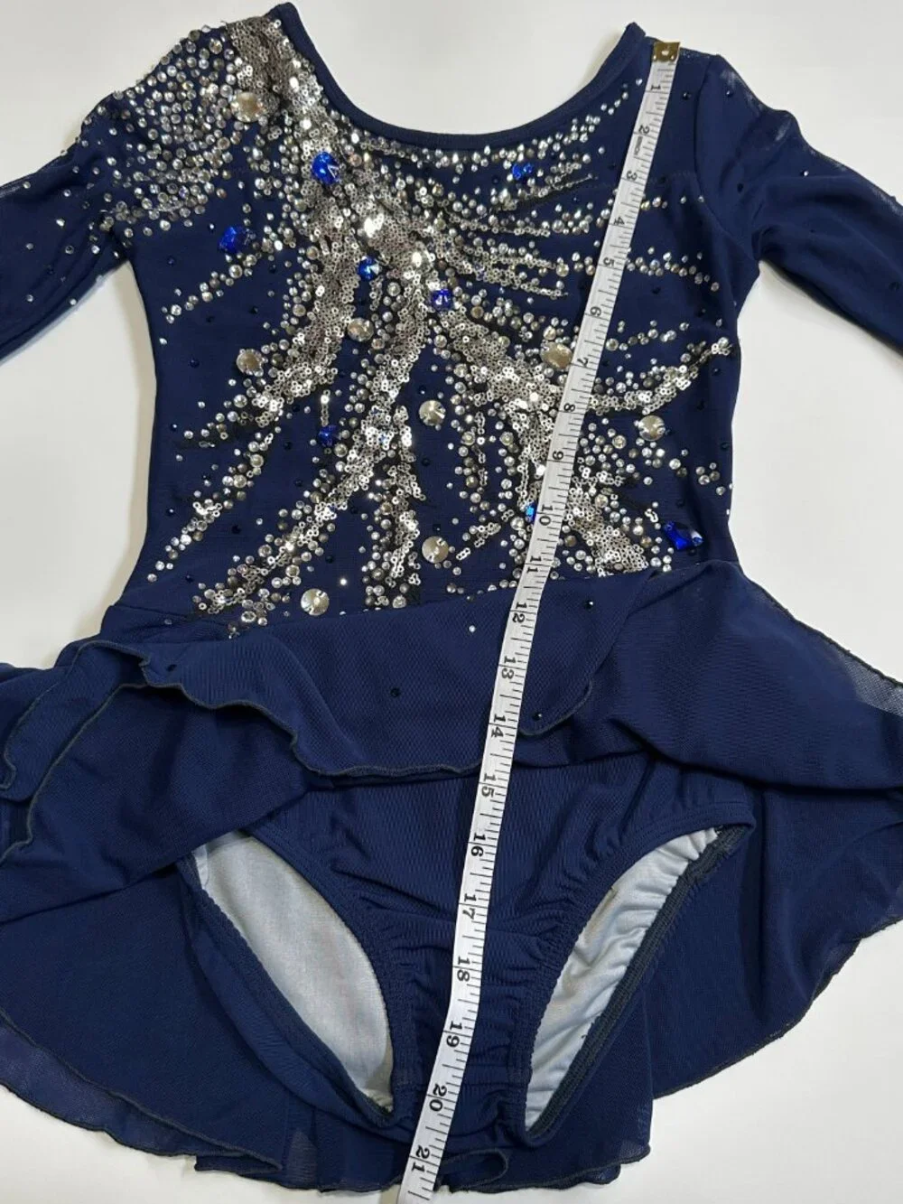 New Navy Blue Crystal Figure Skating Dress, Girls 10